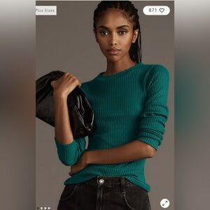 ANTHROPOLOGIE PILCRO Green Sheer Long Sleeve Layering Top Size XL